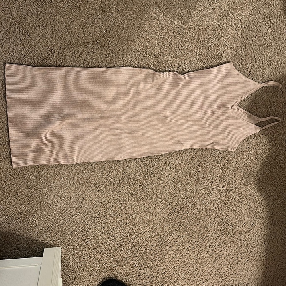 Tan sweater like ribbed midi dress SIZE SMALL